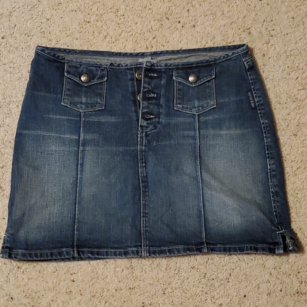 Silver Jean Skirt